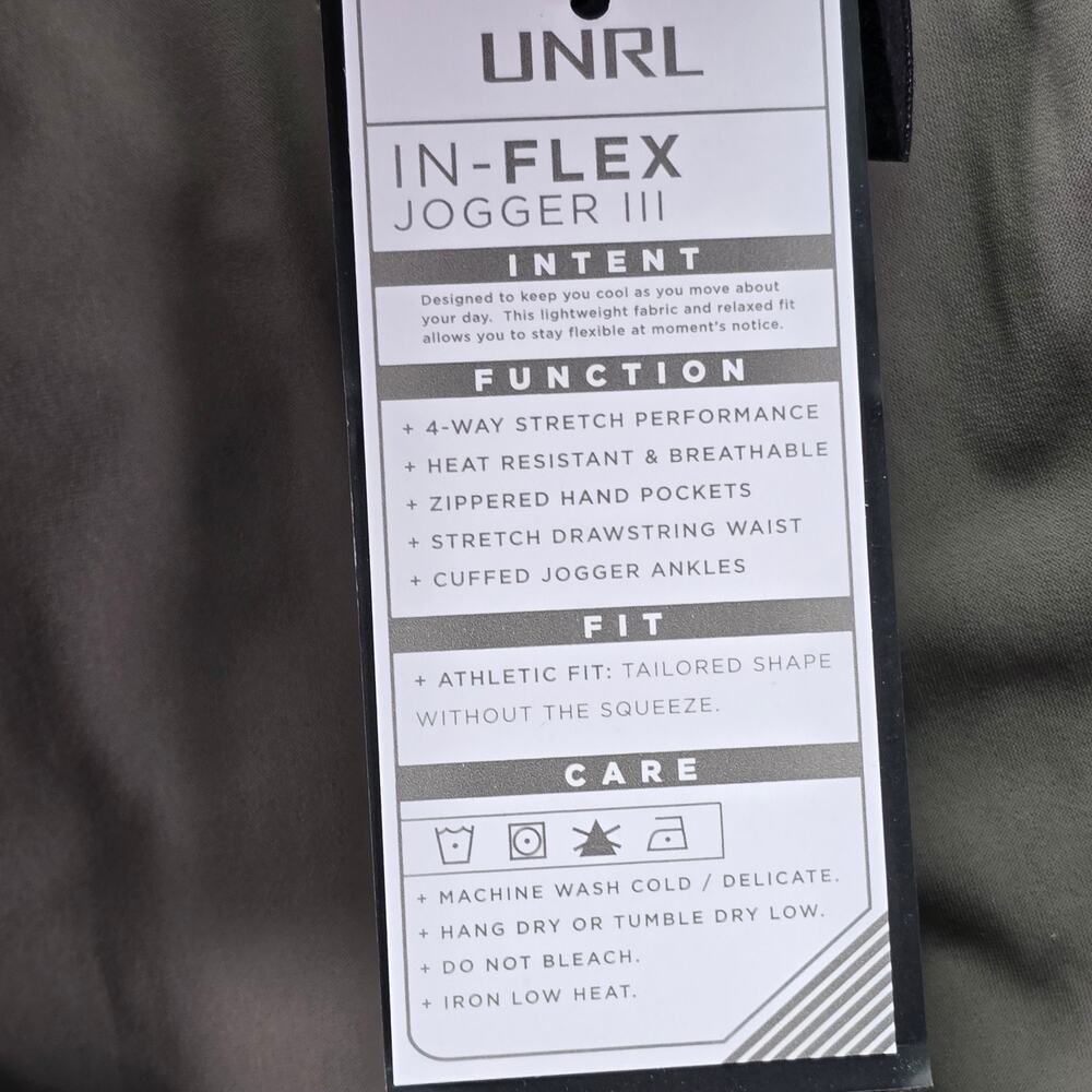 UNRL In-Flex Jogger III Pants Mens Large Dark Taupe Stretch Performance Running - Picture 8 of 8
